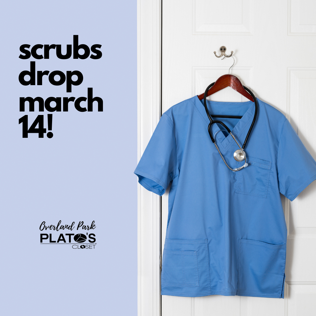 Blue Scrub Top with Verbiage that says, 